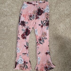 Floral Pink Flare Pants